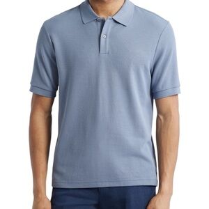 NORDSTROM‎ Men's Shop Cotton Polo Shirt | Blue Short Sleeves XL
